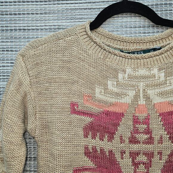 Ralph Lauren Aztec Knit Sweater Womens XS South Western Tribal Bohemian Boho - Picture 4 of 11